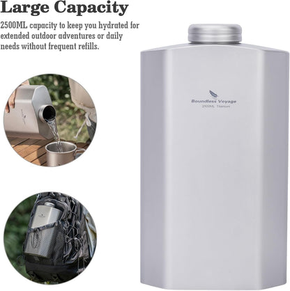 Boundless Voyage Titanium Water Bottle 2500ML Big Capacity Sports Water Bottle Ultralight Leakproof Drinkware for Outdoor Camping Hiking