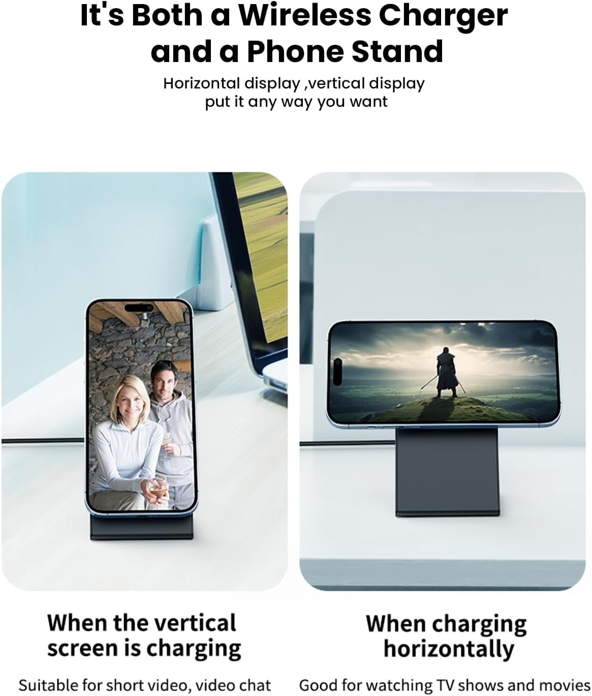 GEEKERA Magnetic Wireless Charger Stand, Fast Wireless Charger for iPhone 16/16 Pro/16 Plus/16 Pro Max/15/14/13/12 Series, Sleep-Friendly Charging Stand Dock for Nightstand Home Office