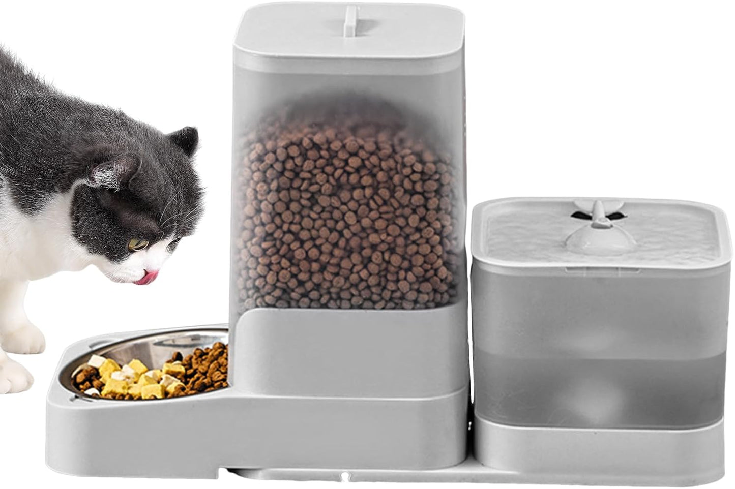 Automatic Cat Food Dispenser, Dog Food Dispenser Automatic Feeder, Drinker Waterer Large Capacity Pet Supplies, Storage Container for Kitten Puppy Feeding Watering