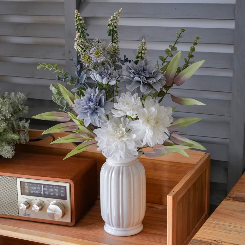 Avoik Artificial Flowers Bouquet Fake Flowers Blue Faux Summer Flowers Bunches Spring Silk Flowers for Wedding Bridesmaid Bunches Party Home Coffee House Office Vase Christmas Decor