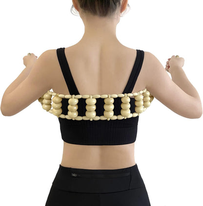 Deston Wood Back Massager Roller Rope, Manual Massage Strap for Back, Neck, Shoulders, Legs, Waist Pain Relief, Wooden Therapy Lymphatic Anti Cellulite Muscle Recovery Massage Tool