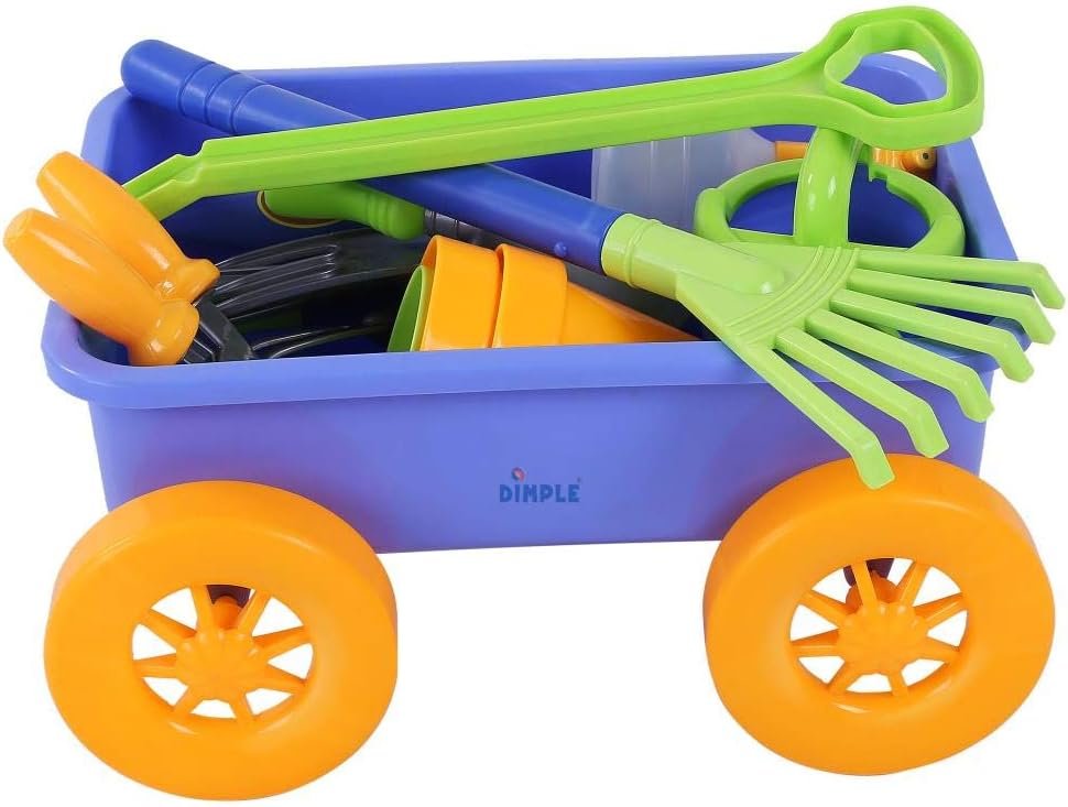 Dimple Kids Gardening Set Tools Wagon Toy 15 Pcs Kids Gardening Tools & Toddler Gardening Set-Sturdy & Durable Kids Wagon-Top Wagon for Kids, Toddler Outdoor Toys, Outdoor Toys for Toddlers 3-5 for Yd