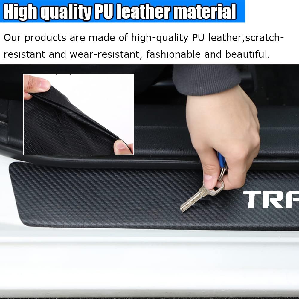 Kakash Custom Interior Accessories for Chevy Trailblazer 2021 2022 2023 Leather Car Door Sill Trim,4D Carbon Fiber Leather Door Entry Guard Sticker 4 pieces/set(Red)
