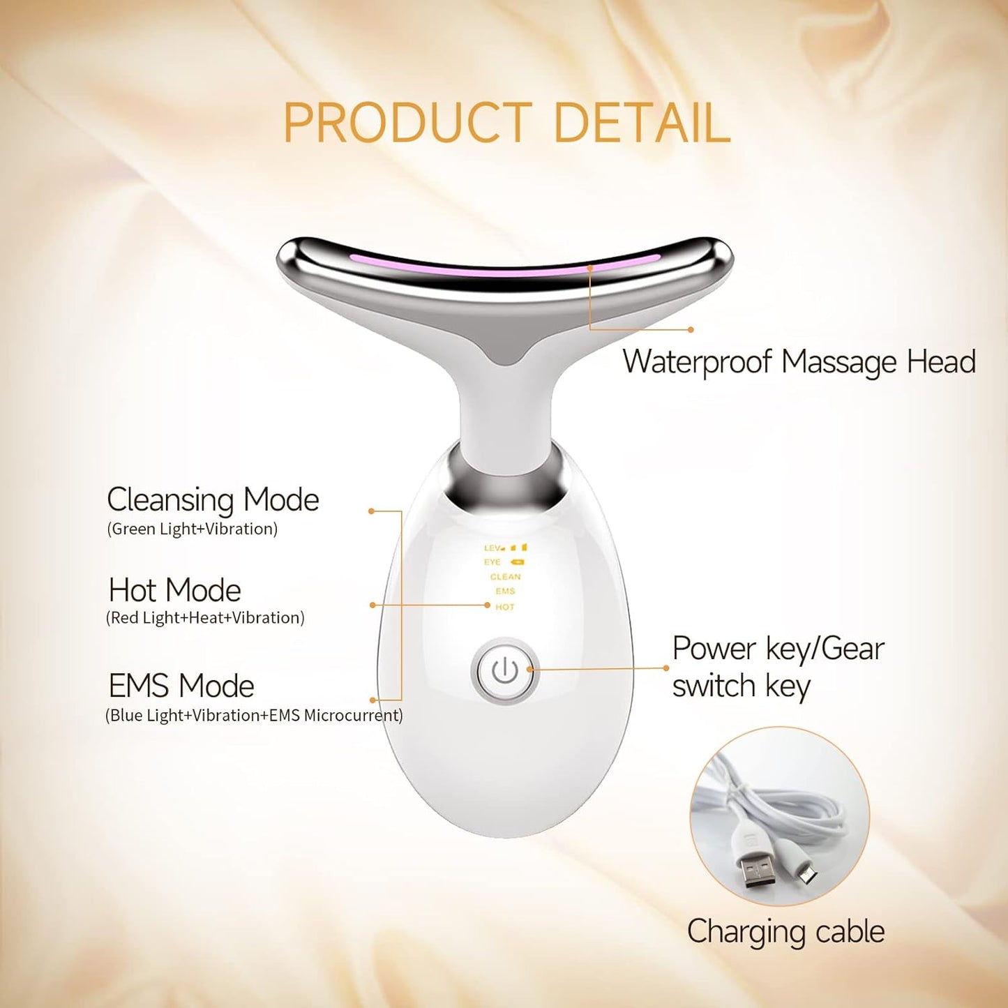 ASEXETIC Firming Wrinkle Removal Device for Neck Face, Double Chin Reducer, 3 in 1 Portable Face Massager for Skin Care, Face Sculpting Tool, Vibration, Thermal, Microcurrent