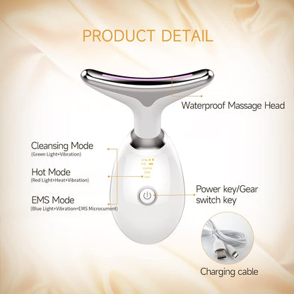 ASEXETIC Firming Wrinkle Removal Device for Neck Face, Double Chin Reducer, 3 in 1 Portable Face Massager for Skin Care, Face Sculpting Tool, Vibration, Thermal, Microcurrent