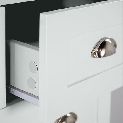 WeHome Modern Bedroom Chest of Drawers, Como Chest of 4 Wooden Drawers, Space-Saving Chest of Drawers, 100 x 40 x 70 cm, Chest of Drawers for Bedroom and Living Room with Chrome Handles (White)