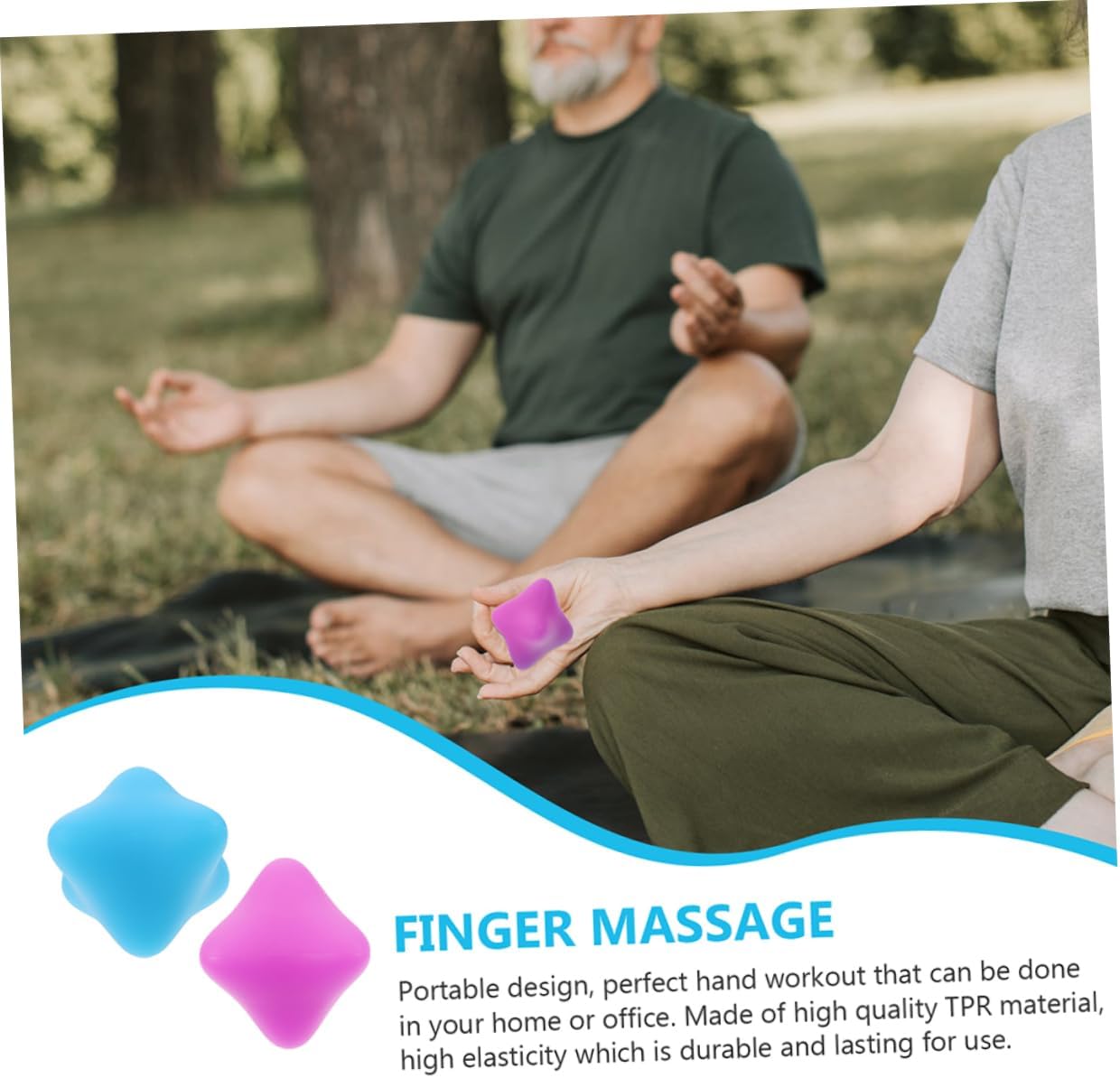JOINPAYA 2 Pezzi Sfera Con Impugnatura Esagonale Dito Recupero Circolazione Mano Muscoli Terapia Massaggio Stretta Palla Palline Massaggianti Per Punti Di Agopuntura Blu Gel Di Silice
