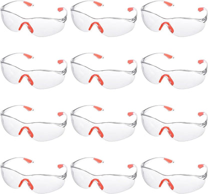 Clear Safety Glasses Eye Protection, Safety Glasses for Men & Women, Clear Eye Protection Glasses Protective Glasses, Eye Protection Goggles with Nose and Ear Grips for Work(12Pcs)