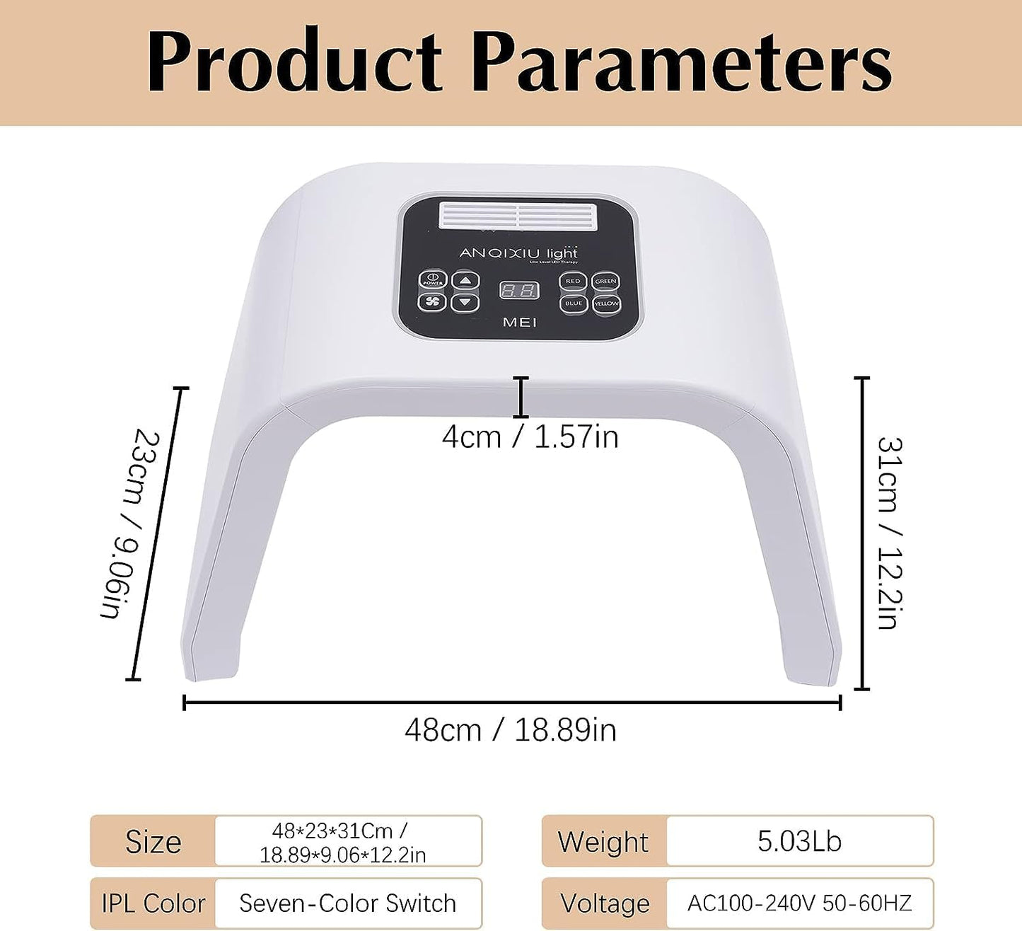 7 Color LED Light, LED Face Mask Skin Rejuvenation PDT Facial Skin Care Mask Skin Tightening Lamp SPA Face Device Beauty Salon Equipment Anti-aging Remove Wrinkle