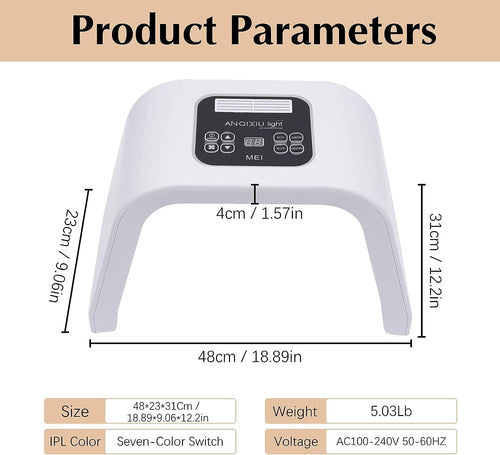 7 Color LED Light, LED Face Mask Skin Rejuvenation PDT Facial Skin Care Mask Skin Tightening Lamp SPA Face Device Beauty Salon Equipment Anti-aging Remove Wrinkle
