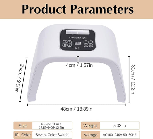 7 Color LED Light, LED Face Mask Skin Rejuvenation PDT Facial Skin Care Mask Skin Tightening Lamp SPA Face Device Beauty Salon Equipment Anti-aging Remove Wrinkle