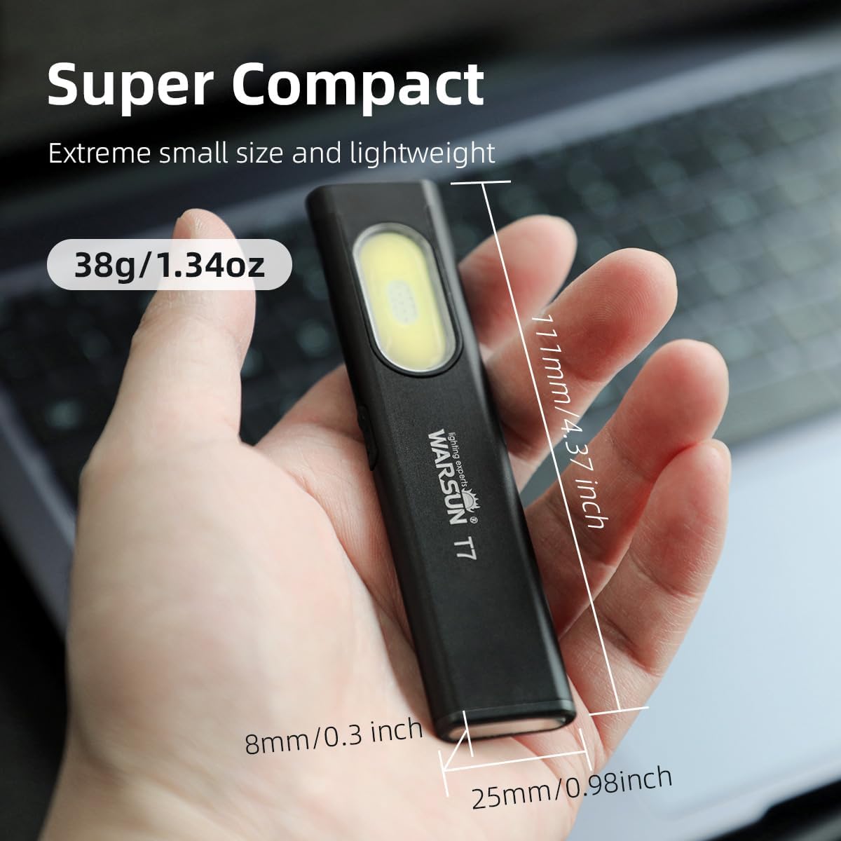 WARSUN Compact Multi-Mode Pocket LED Flashlight - 675LM, USB-C Rechargeable, IPX4, Dual Material, Red/Blue Strobe, for Everyday Carry & Travel (2 Pack)
