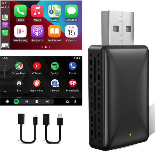 Carplay Wireless & Android Car Wireless 2 in 1 Adapter, Convert Wired Factory to Wireless - Stable Fast Connection - Plug & Play - Automatic Connection and Online Update