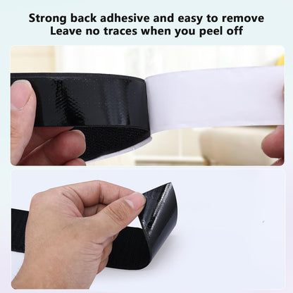 1 In x 26 Ft Hook and Loop Tape Strips with Adhesive Heavy Duty Double Sided Sticky Back Fastener Roll, Nylon Fabric Fastener Mounting Loop Tapes for Home, Office, Sewing, Crafting Organization