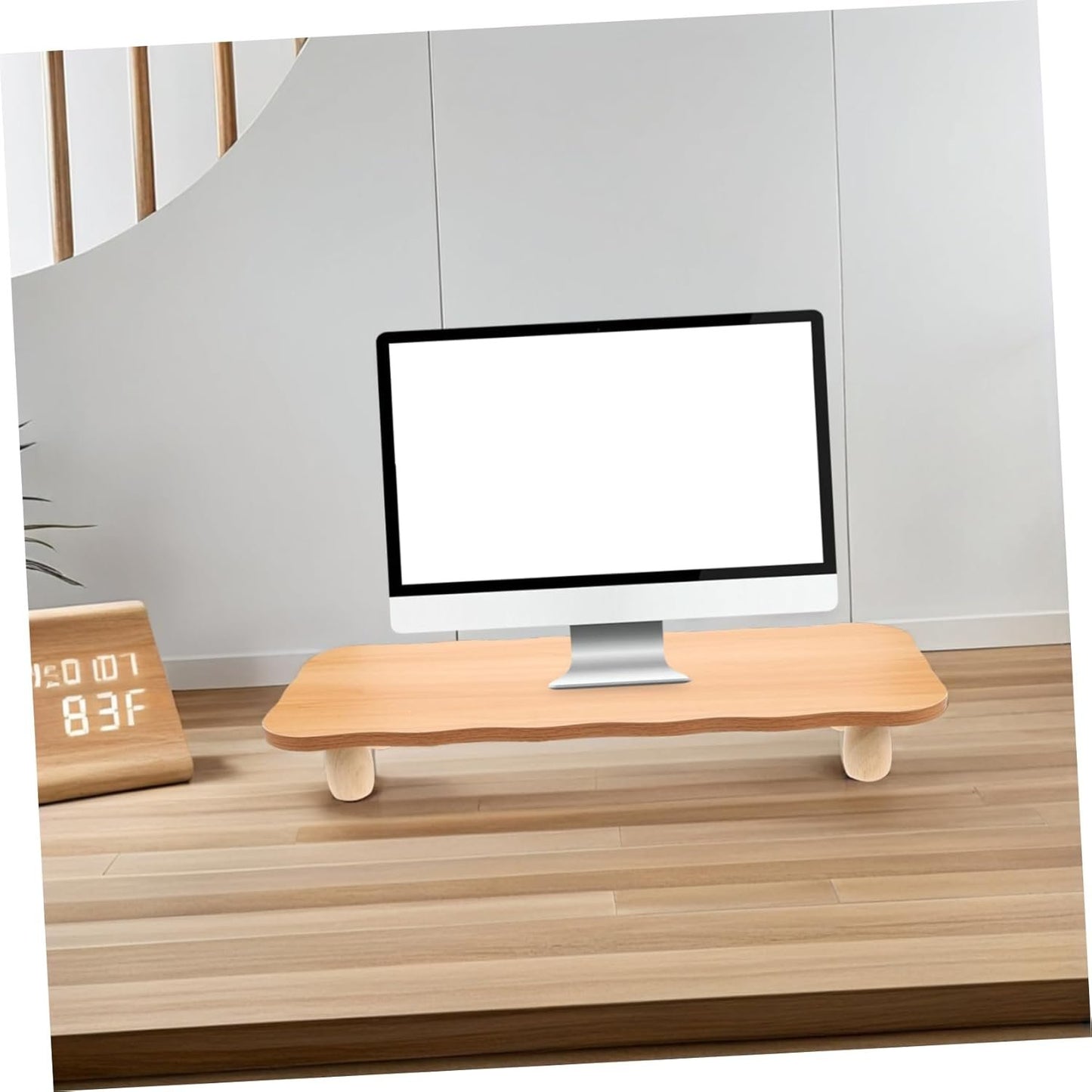 KALLORY Computer Monitor Stand Riser Ergonomic Wooden Desk Organizer for Home Office Height Durable Construction Enhances Workspace Organization Fits Heavy Monitors