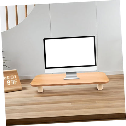 KALLORY Computer Monitor Stand Riser Ergonomic Wooden Desk Organizer for Home Office Height Durable Construction Enhances Workspace Organization Fits Heavy Monitors