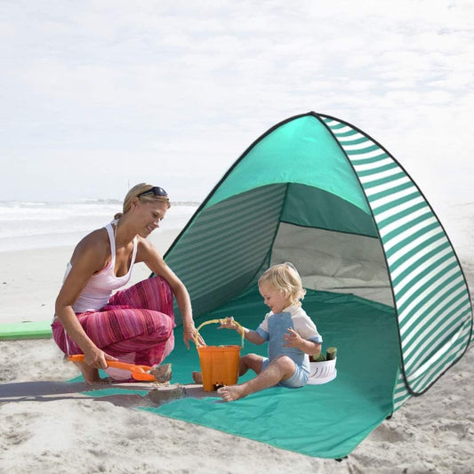 UPF 50+ Easy Pop Up Beach Tent Sun Shelter 3-4 Person Instant Automatic Portable Baby Canopy Cabana Sun Shade Umbrella (Green)