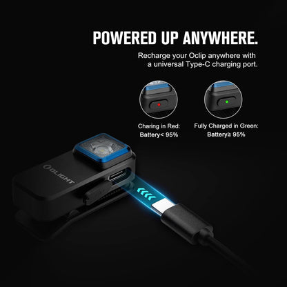 OLIGHT Oclip EDC Flashlight with Magnetic, Dual Light Sources 300 lumens Rechargeable Pocket Light, Easy to Attach and Clip-on for Hiking, Camping, Emergency, and Daily Use(Black)