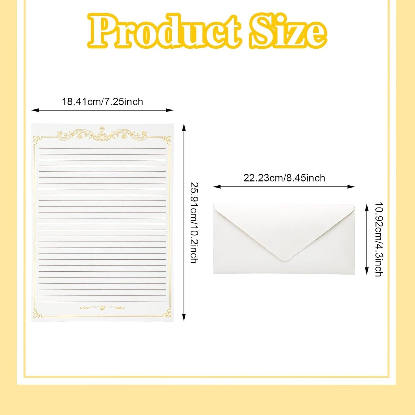 Eersida 150 Sheets Vintage Stationery Paper and Envelopes Letter Set Includes 100 Vintage Letter Writing Paper and 50 Envelope for Office Library(7.25 x 10.2 Inch,Lined Style)