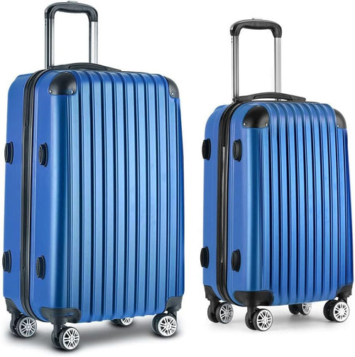 Wanderlite 2-Piece Hardside Luggage Set (20" & 28"), Blue ABS Spinner Suitcases with TSA Lock, 140L Total Capacity