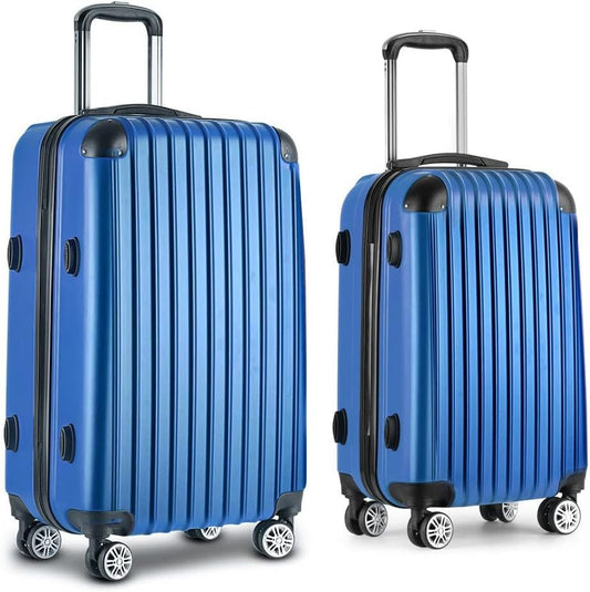 Wanderlite 2-Piece Hardside Luggage Set (20" & 28"), Blue ABS Spinner Suitcases with TSA Lock, 140L Total Capacity