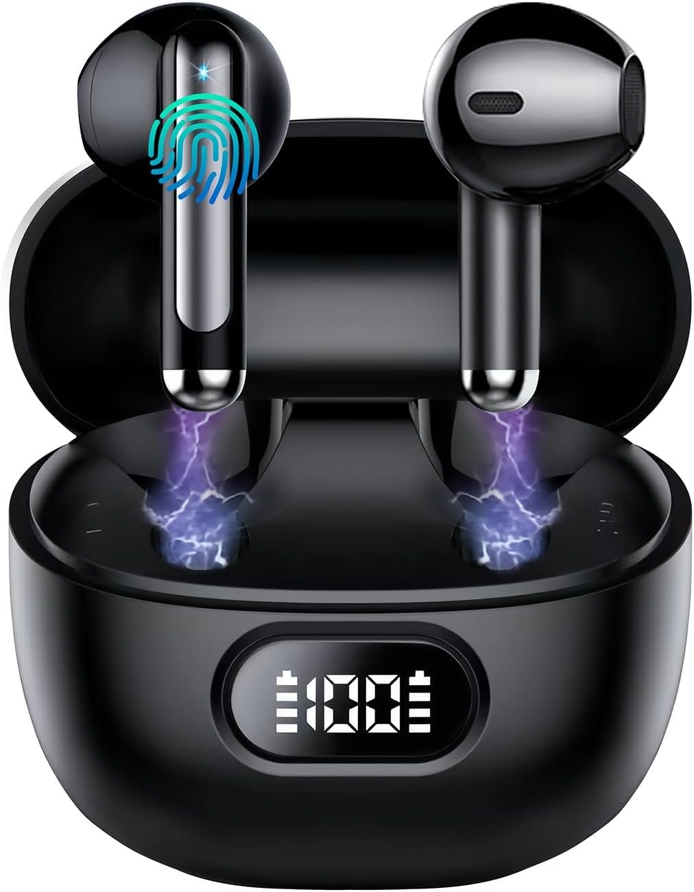 Bluetooth Earbuds Wireless 5.3 LED Display Headphones with ENC Mic,40H Bluetooth Earphones in Ear Deep Bass Stereo Sound,Mini Ear Buds IP6 Waterproof,Touch Control for Work Sport