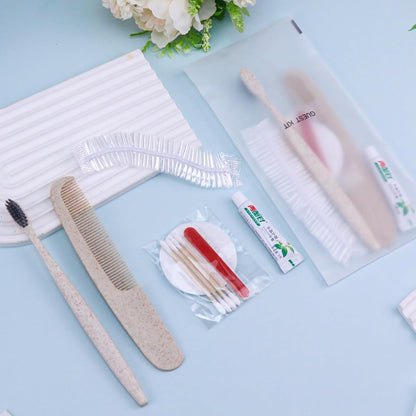 LLHQAMT Hygiene Kit, Hygiene Kit Bulk, Travel Hygiene Kit With Toothbrush, Toothpaste, Care Package, Comb, Shower Cap, Individually Packed, Suitable For Hotel, Home, Camping, Travel (50-PACK)