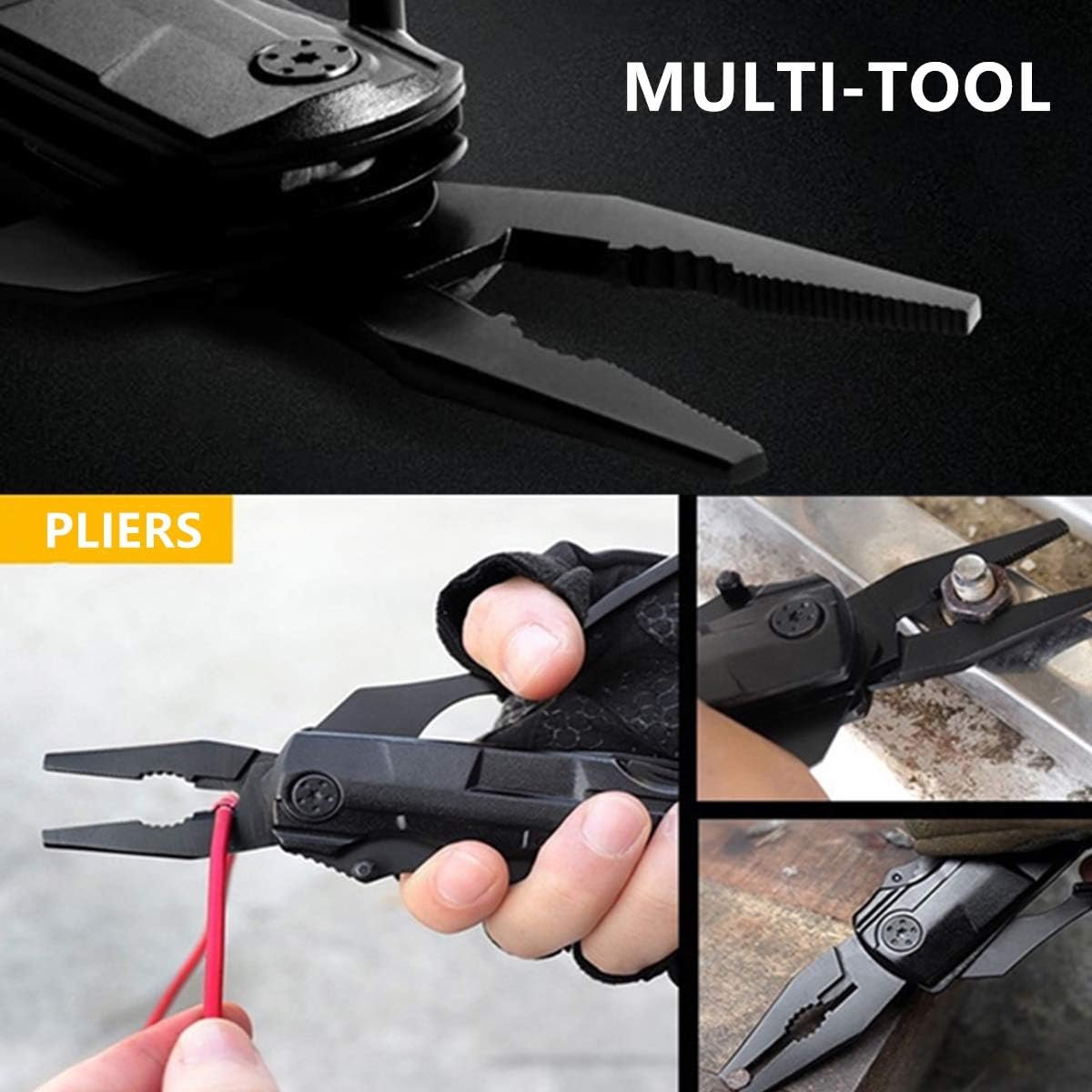 Folding Hunting Knife Multitool Pliers, Pocket Knife Gifts For Dad Men, Tactical Knife with Saw Knife Bottle Opener Screwdriver Perfect for Camping Outdoor Survival Hiking Household DIY, Tools For Men