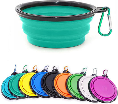 Folklyzo Collapsible Dog Bowl, Portable Pet Feeding Watering Dish, Light Green
