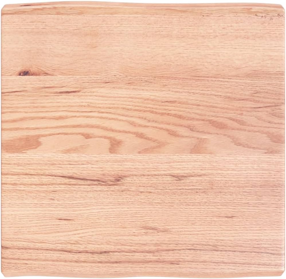 Homgoday 60 x 60 cm Light Brown Solid Oak Tabletop - Treated Wood, Live Edge, Versatile Replacement for Coffee Kitchen Dining Tavolo, Desktop Surface
