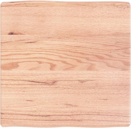 Homgoday 60 x 60 x 6 cm Light Brown Solid Oak Tabletop, Live Edge Design, Replacement Coffee Table, Kitchen Dining, Desktop Surface – Durevole & Stylish