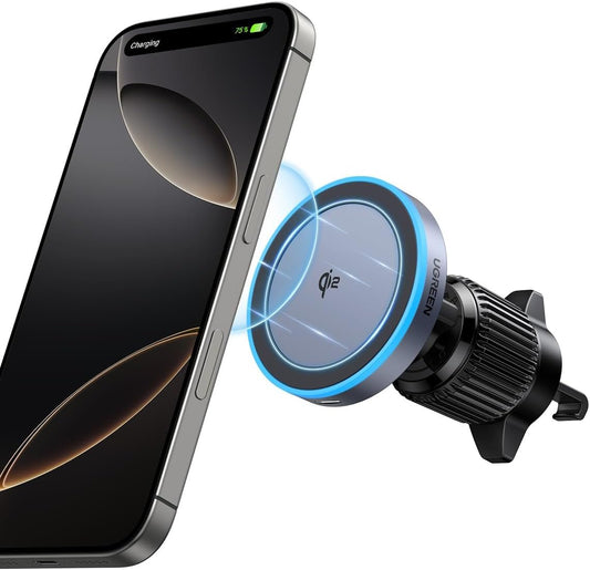 UGREEN for Qi2 15W MagSafe Car Charger, Fast Qi2-Certified Wireless Charging Mount, Magnetic Air Vent Holder, Compatible with iPhone 16/15/14/13/12 Series