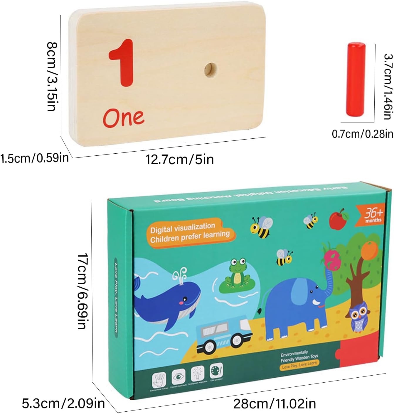 1Set Wooden Counting Peg Board Kindergarten Math Manipulatives Number Counting Toys for Toddlers Learning Materials Montessori Educational Toys for 3 4 5 Year Old Boys Girls Gifts