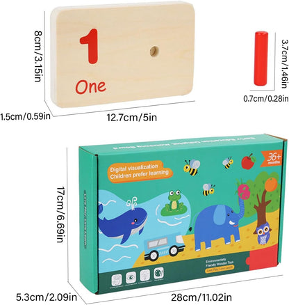 1Set Wooden Counting Peg Board Kindergarten Math Manipulatives Number Counting Toys for Toddlers Learning Materials Montessori Educational Toys for 3 4 5 Year Old Boys Girls Gifts