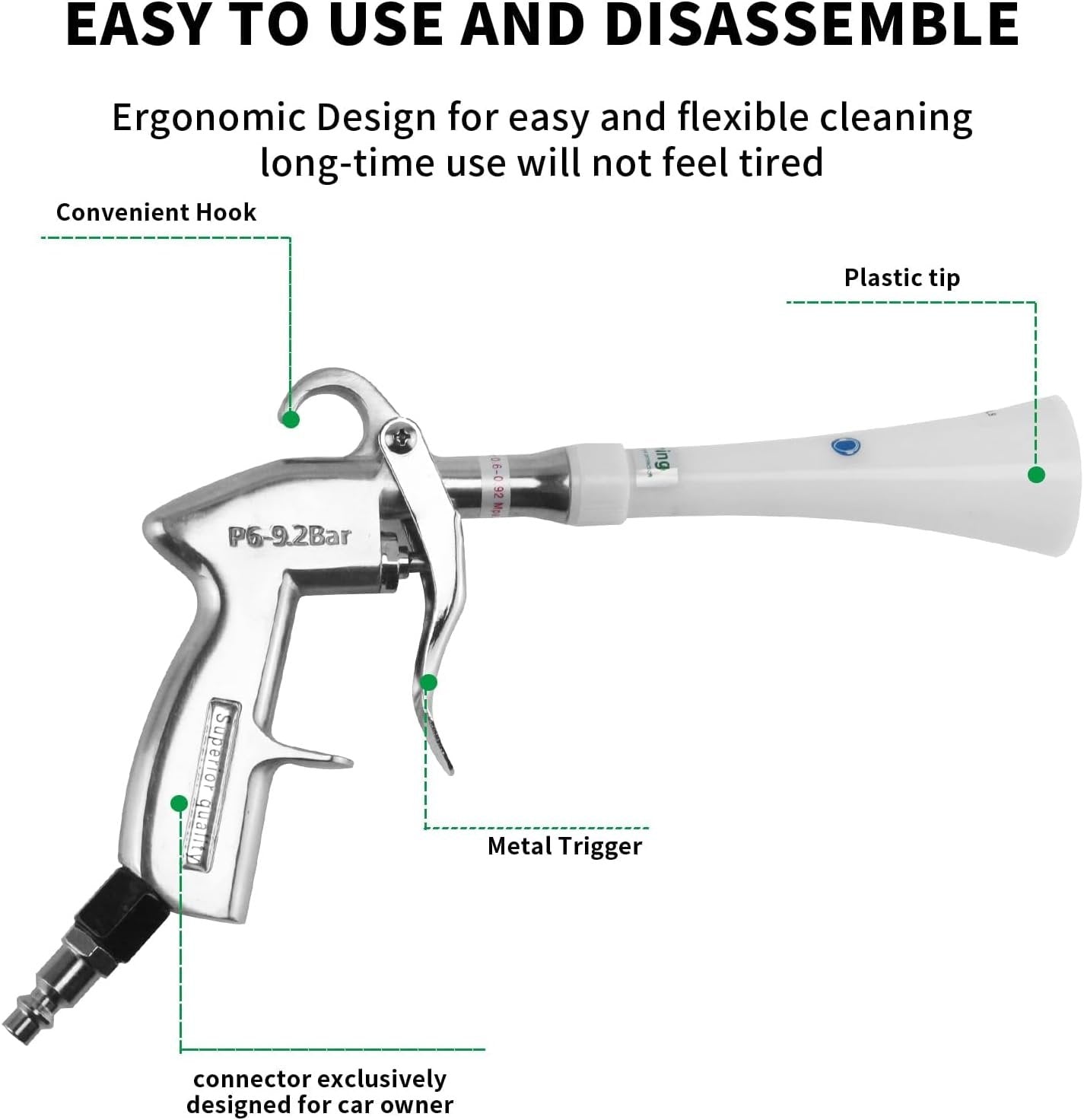 Tornado Dry Cleaning Gun with Brass Adjustable Air Flow Nozzle,Air Blower Gun Quickly Blasts Dirt and Dust from Surface Works with Air Compressor