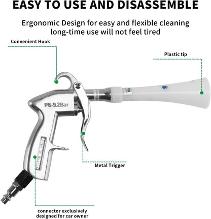 Tornado Dry Cleaning Gun with Brass Adjustable Air Flow Nozzle,Air Blower Gun Quickly Blasts Dirt and Dust from Surface Works with Air Compressor