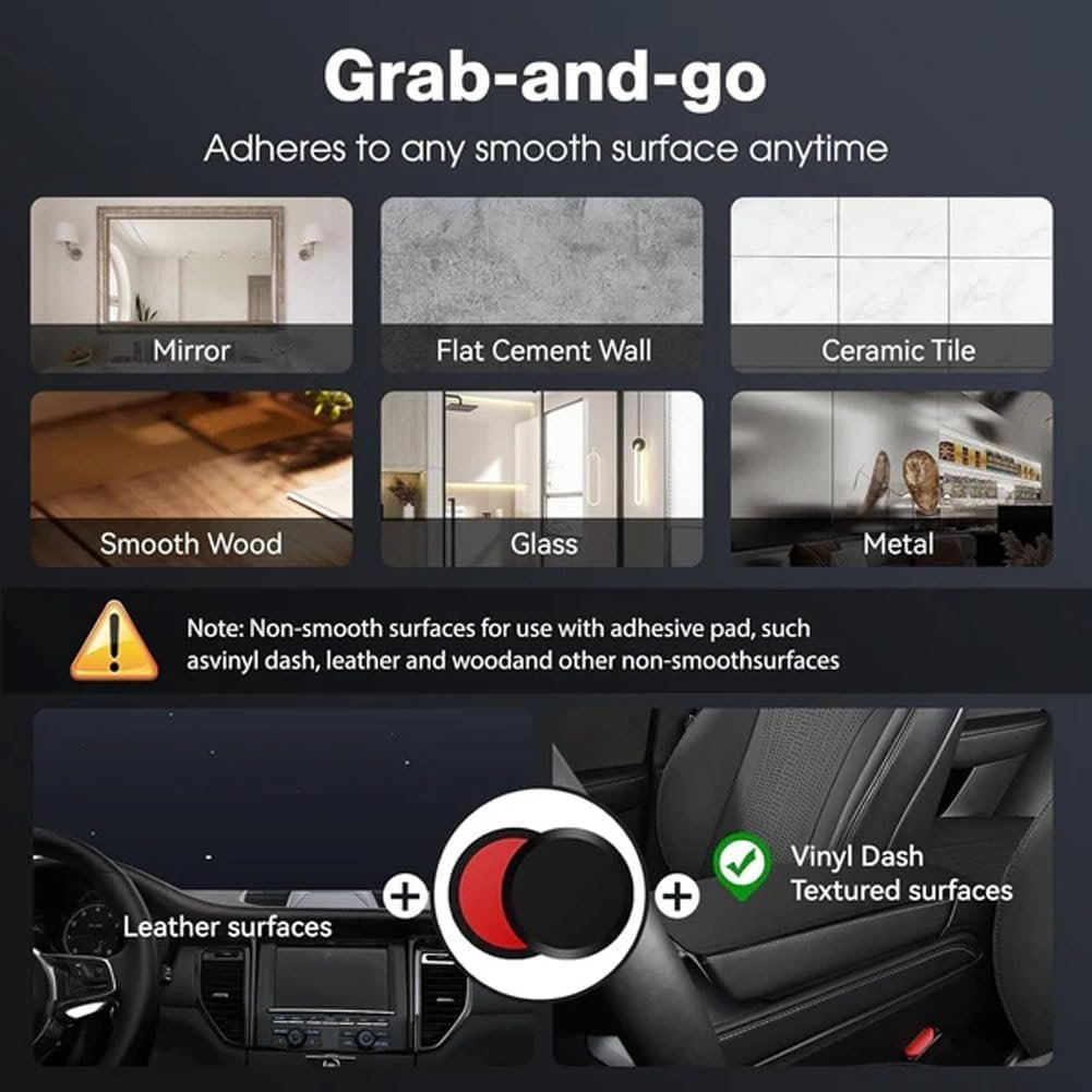 Eptchn Maglock 360° Foldable Magnetic Phone Mount,2025 Upgraded Vacuum 96lbs Ultra Suction Cup Car Phone Holder,Adjustable Phone Stand for Magsafe Cell Phone Holders for Car/Gym/Mirror(2pcs Black)