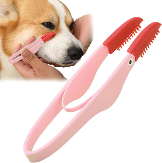 Dog Eye Comb - Silicone Brush Head Dog Face Comb with Anti-Slip Handle - Flexible Dog Comb, Multipurpose Pet Comb for Ear, Grooming, Removes Crust, Mucus, and Stains