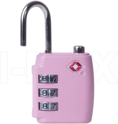 TSA Approved Combination Luggage Lock Padlock Locker Locks Security Suitcase Bag 3-Digit Travel Long Shackle (Pink)