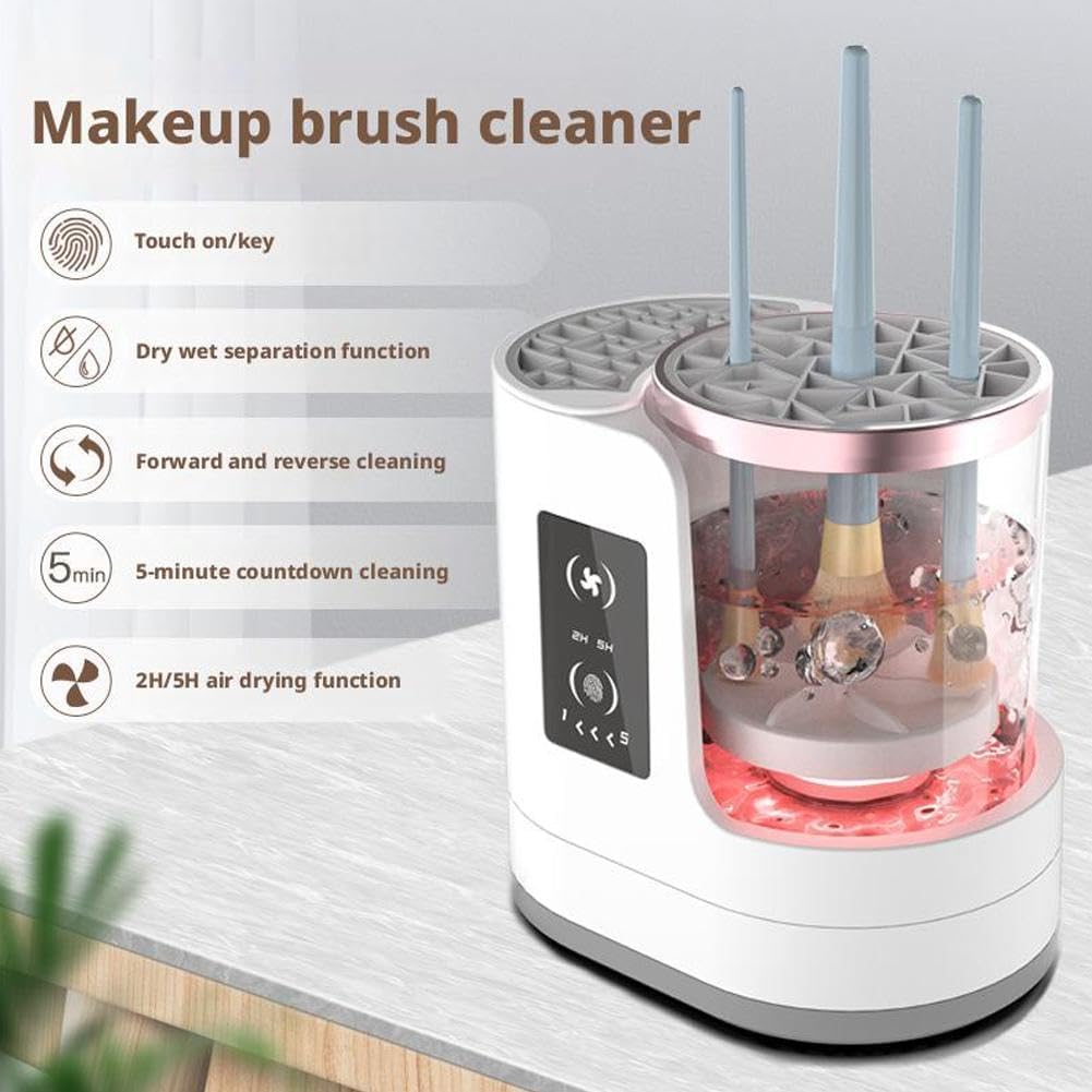 3 in1Electric Makeup Brush Cleaner With Makeup Brush Dryer Holder Portable Automatic USB Cosmetic Brushes Cleaner Tool for All Size Beauty Makeup Brush Set,Contour, Eyeshadow, Blush Brush (White)