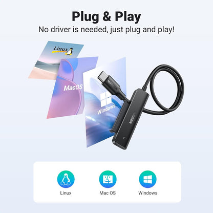 UGREEN SATA III to USB C Adapter Cable for 2.5" SSD and HDD Hard Drive Connector 5Gbps Support UASP Thunderbolt 3 Compatible with Seagate WD Hitachi Toshiba, MacBook Pro/Air