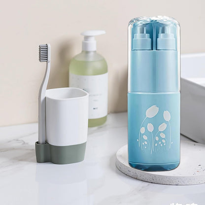 Travel Toiletry Cup Set, Multi-Functional Kit, Portable Travel Must-Haves, Compact Bathroom Organizer, Leak-Proof Containers, for Business Trip School Camping Use, 8.27 x 2.68 x 2.68 inches, blue