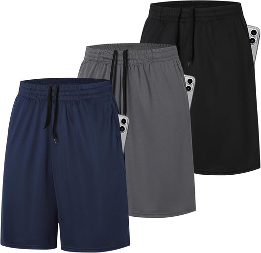 ZENGVEE 3 or 5 Pack Mens Gym Running Shorts Quick Dry Workout Athletic Training Fitness Shorts with Pockets