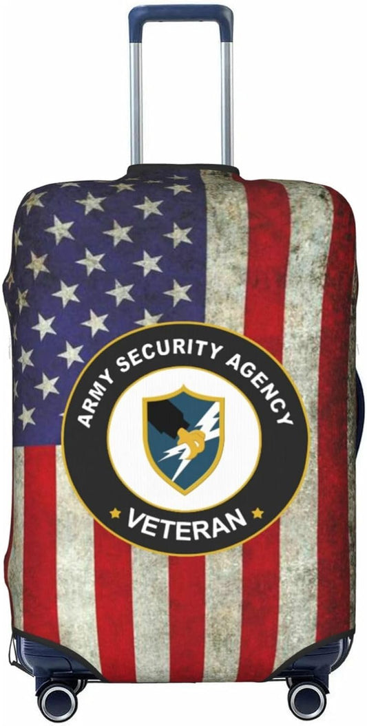 WOLEN Us Army Security Agency Veteran Luggage Cover Travel Luggage Protective Cover, Black, Small