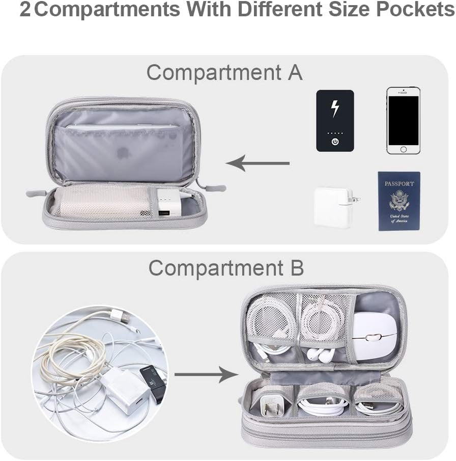 DDgro Electronics Travel Organizer, Waterproof Tech Accessories Pouch Bag