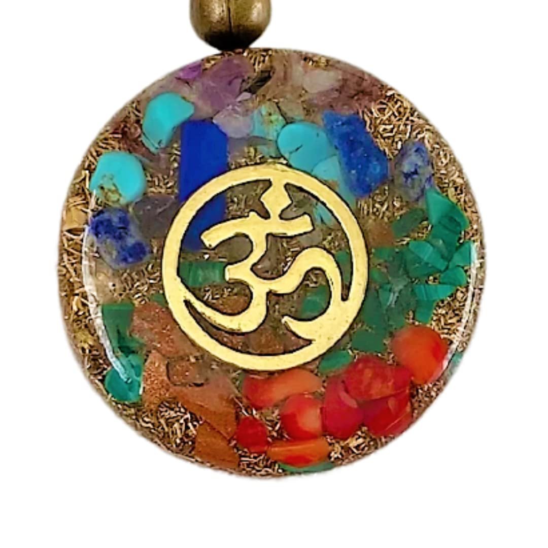 Orgone Necklace OM Seven Chackra - Healing Crystals Stone - Protection -SBB Coil -Reiki, Yoga, Meditation, Amulet, Orgonite Pendant Unisex, Holistica Handmade, Arte Orgones
