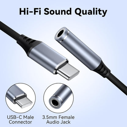 USB C to 3.5mm Headphone Adapter Jack Audio Adapter Cable Cord for iPhone 16/15 Pro/Max/Plus Samsung Fold/Flip 6 5 S25 S24 FE Plus Ultra Google Pixel 9, for iPad 10th Pro Mini 6 Air