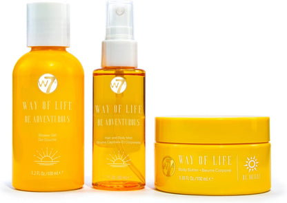 W7 VAY-CAY Be Adventurous Travel Skincare Set | Cleansing Shower Gel, Body Butter & Body Spray | Energizing and Moisturizing Products for Radiant Skin