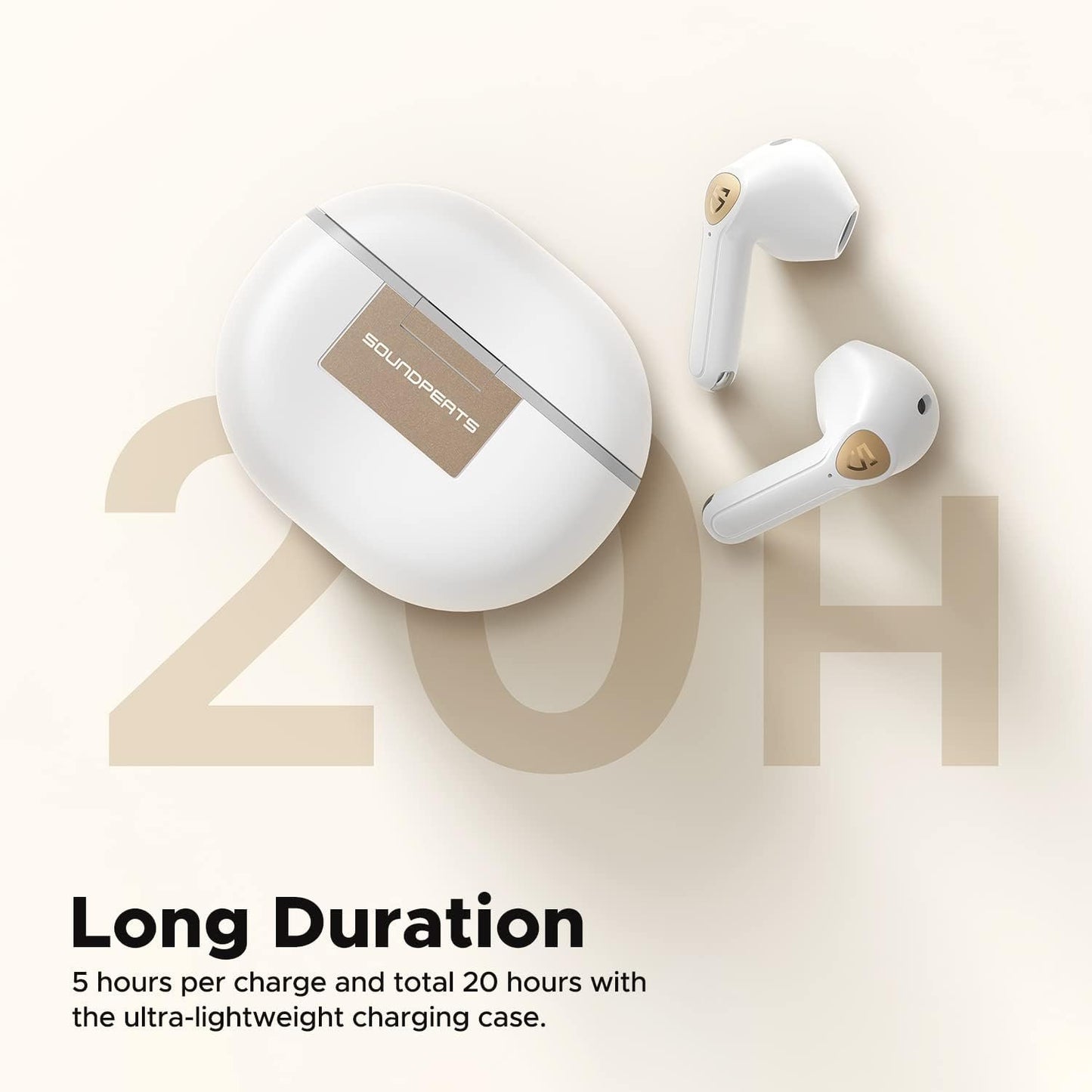 SoundPEATS Wireless Earbuds with Hi-Res Audio, Air3 Deluxe HS Semi in-Ear Headphones with LDAC, ENC Clear Call, APP Control, 14.2mm Large Driver, Game Mode, in-Ear Detection, Total 20H (White)