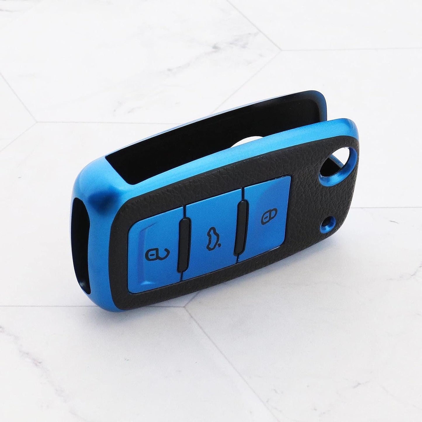 SING F LTD 3 Button Remote Car Key Case Shell Cover Flip Folding Key Protector Compatible with Altea Alhambra Fabia Citigo Automotive Interior Accessories Blue TPU